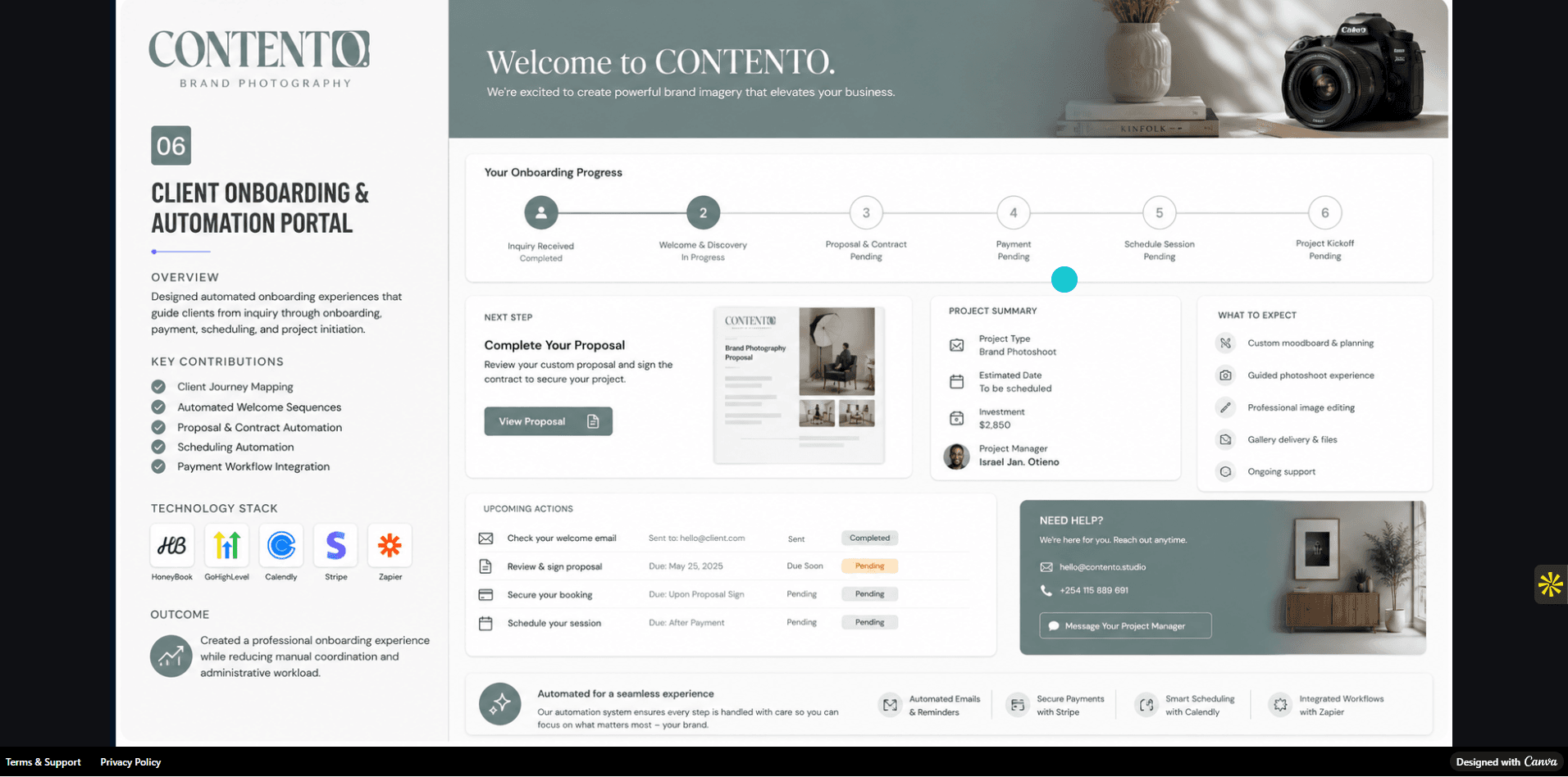 Contento client onboarding and automation portal