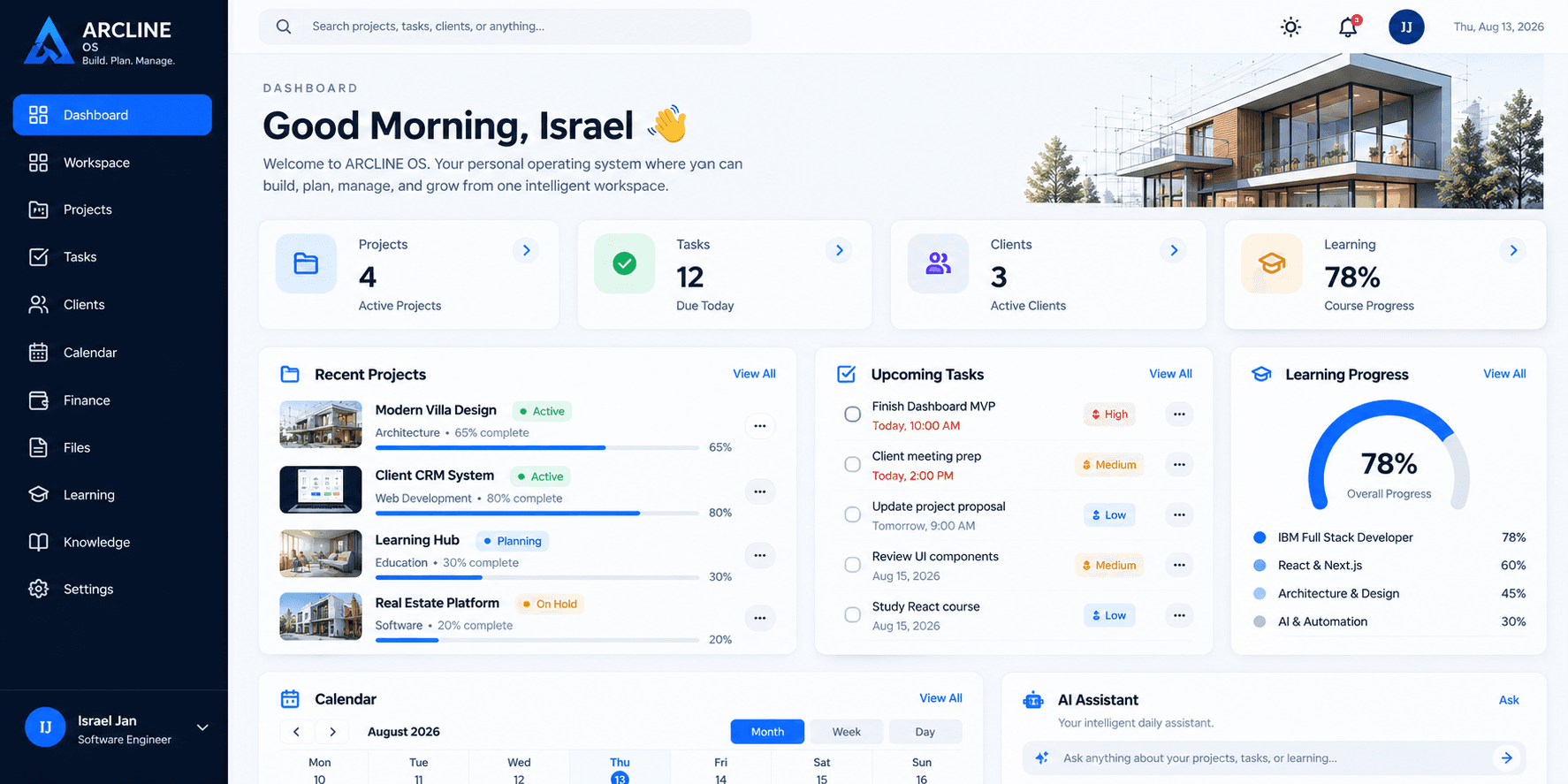 ARCLINE dashboard prototype