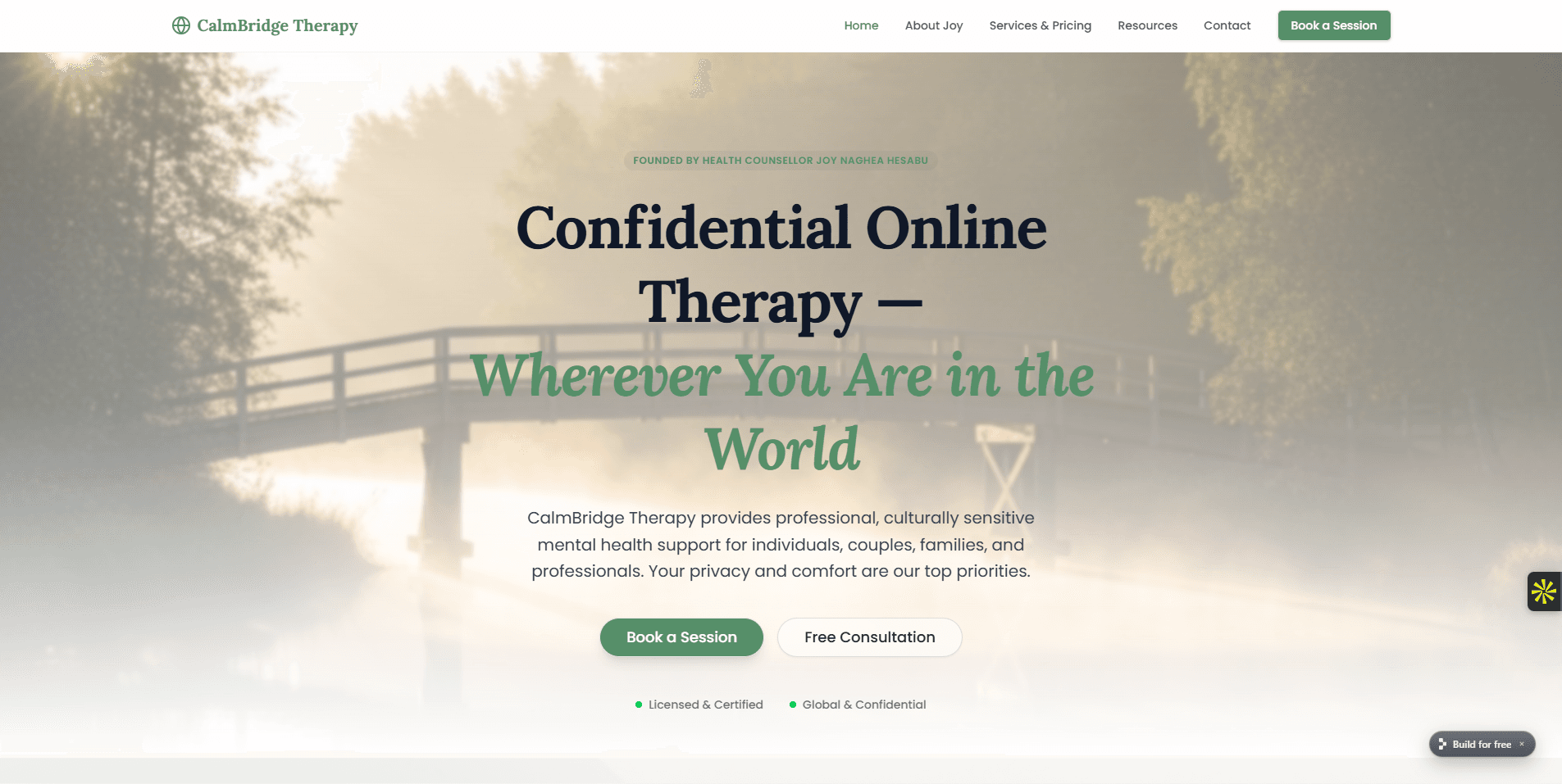 CALMBRIDGE THERAPY website