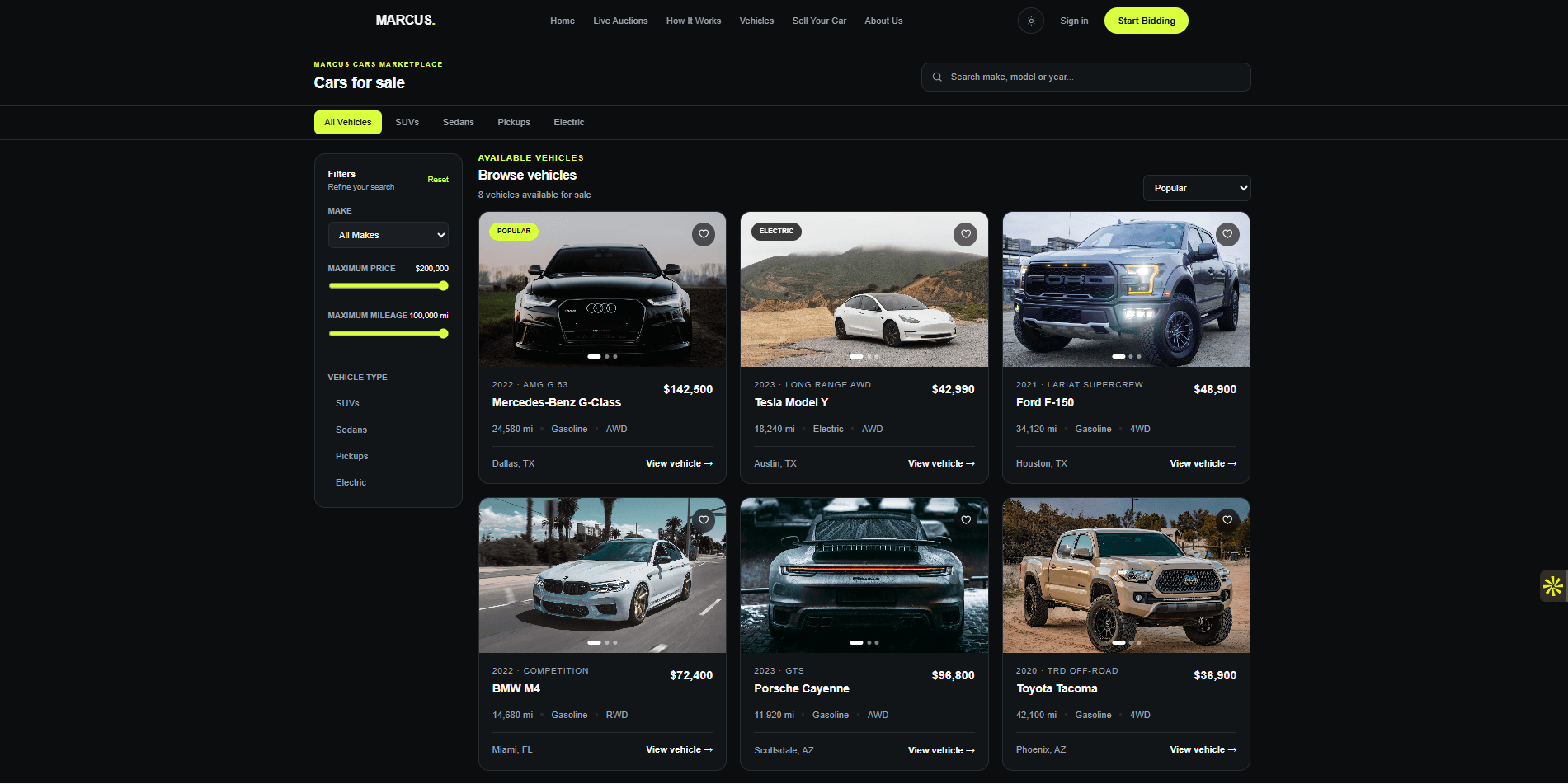 MARCUS CARS supporting interface